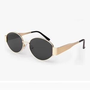 Retro Oval Sunglasses Polarized UV400 Metal Frame Unisex Vintage Style, Gold